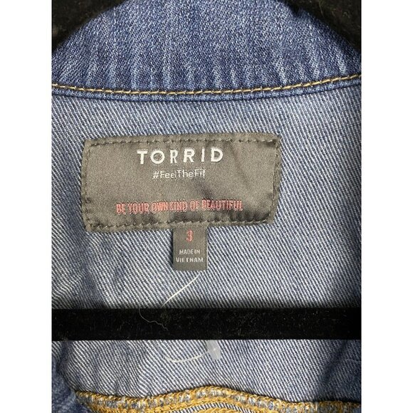 Torrid Blazer Blue Jean‎ Jacket Womens Plus size 3X Denim Classic Closet staple - Picture 3 of 14